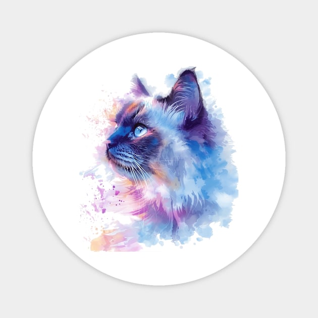 Ragdoll Cat Water Color Pop Art Design for Cat Lover Magnet by karishmamakeia